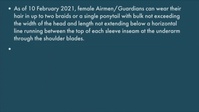10 Feb 2021: New U.S. Air Force & U.S. Space Force Female Hair Standards