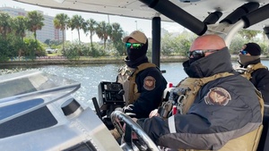 B-Roll - CBP Air and Marine Operations Boat Patrol supporting Super Bowl LV
