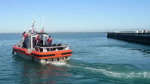 B-Roll USCGC Stone (WMS 758) conducts small boat operations