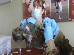 Arizona National Guard helps support Covid Vaccination Site at Phoenix Municipal Stadium.