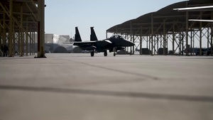 Strike Eagles conduct combat turns at Al Dhafra Air Base - B-Roll