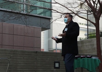 Airmen with the 99th Medical Group attend closing ceremony after completing their mission at LAC+USC Medical Center