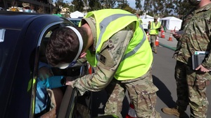 Active-duty Soldiers and Cal Guard provide support to community vaccination center at Cal State LA