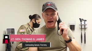 Commanding General of First Army, Lt. Gen. Thomas S. James Jr., Recieves the Second Vaccine