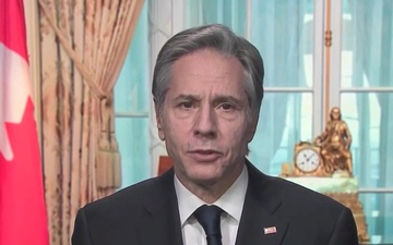 Secretary Blinken delivers a prerecorded greeting to U.S. Mission Canada staff, from the Department of State.