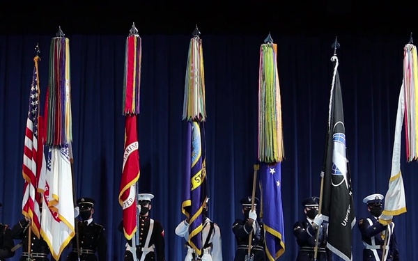 Joint Armed Forces Color Guard, with anthem, indoors