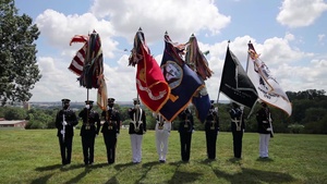 Joint Armed Forces Color Guard, without anthem, outdoors