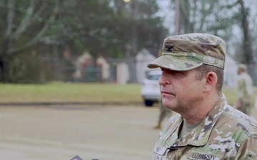 Col. Bobby Ginn conducts interview in support of the Jackson, Miss., water crisis