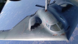 KC-135 Refuels B-2 Aircraft BROLL