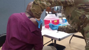 U.S. Army Sgt. Brooke Evilsizer talks about her role at U.S. Virgin Islands Community Vaccination Center