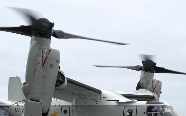 USS Carl Vinson (CVN 70) Conducts Carrier Onboard Delivery With CMV-22B Osprey