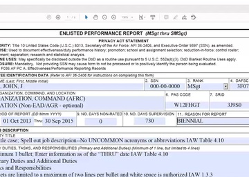 Evaluations Training AF Form 911