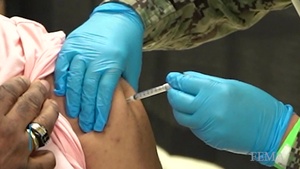 Get your shot! Josh Brown got his COVID-19 vaccination shot at the Military Circle Mall Community Vaccination Center in Norfolk, Virginia.