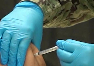Get your shot! Josh Brown got his COVID-19 vaccination shot at the Military Circle Mall Community Vaccination Center in Norfolk, Virginia.