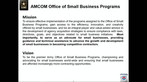 AMCOM APBI - Day 2 - Introduction of Small Business Program - Mr. Evans