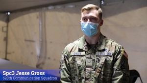 A Space Force Guardian supports the mission at the St. Paul, Minnesota Community Vaccination Center.
