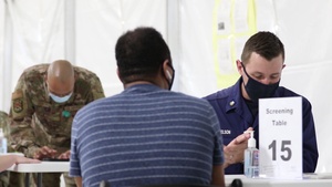 U.S. service members assist FEMA at the Greenbelt Metro CVC