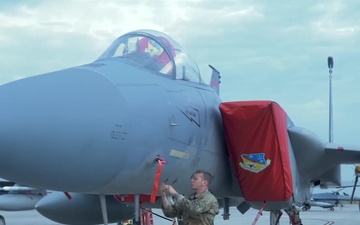 Video of a Massachusetts Air National Guard crew chief conducting pre-flight on a F-15C Eagle