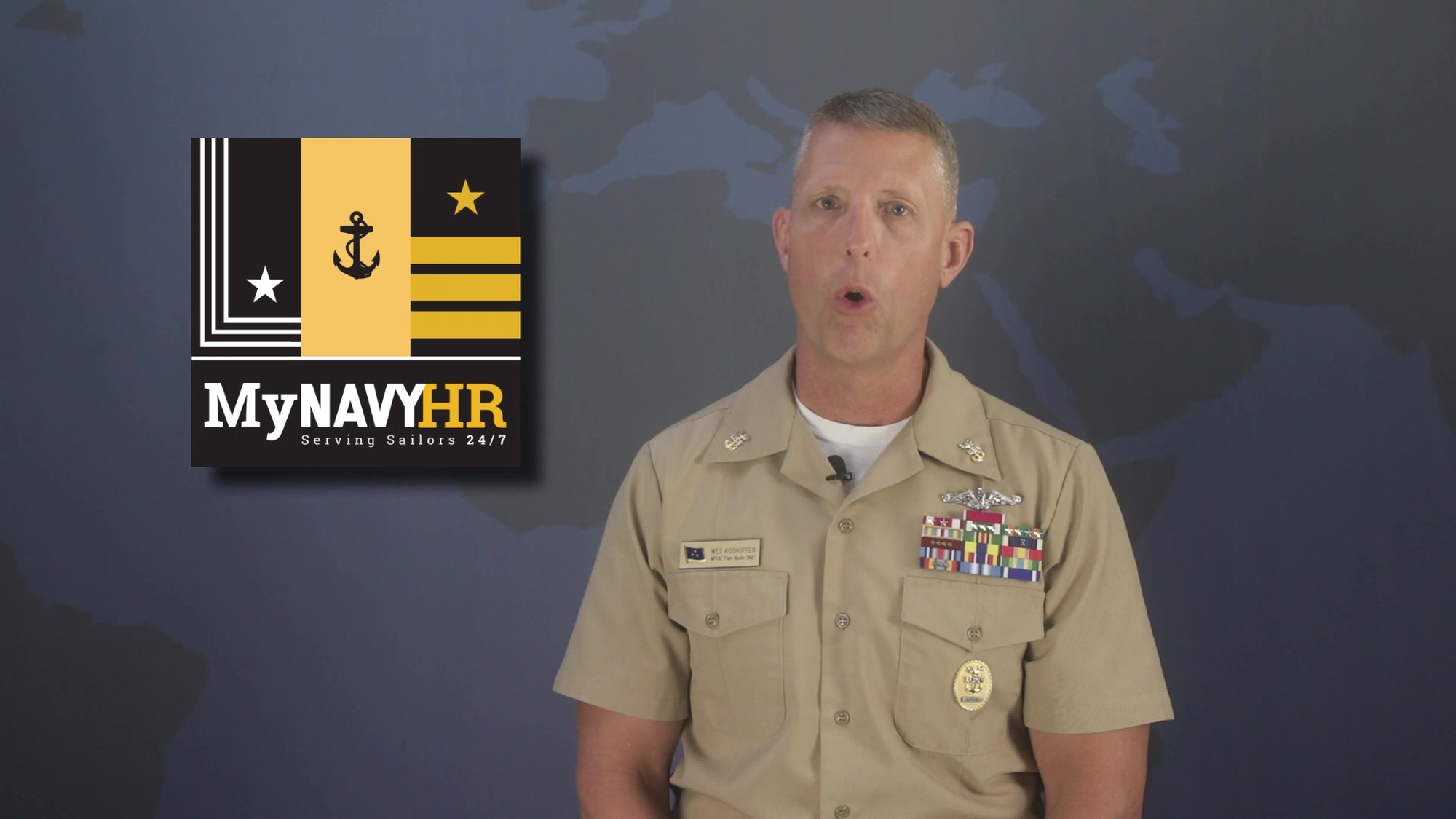 212304-N-AX638-1003<br />Fleet Master Chief Koshoffer asks Sailors to complete the Seashore Flow Survey to have their voices heard and give the Navy important insight into how they fell about it.