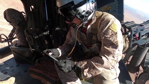 Marines provide close air support with UH-1Y Venom helicopters (B-Roll)