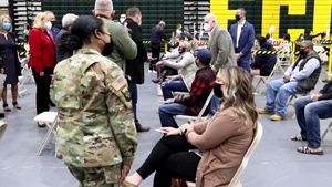 Brig. Gen. Janeen Birckhead visits Frederick Community College Mass Vaccination Site [B-Roll]