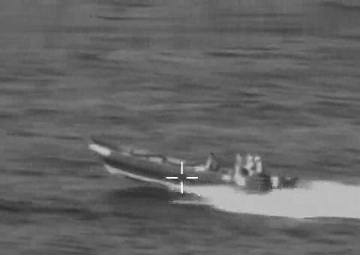 An AMO P-3 crew tracks a “go-fast” smuggling vessel.