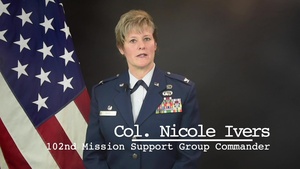 102nd Intelligence Wing Command Message for May 2021 - Col. Nicole Ivers