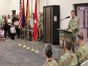 U.S. Army Arizona National Guard Captain Steven Damon of Alpha Company 422nd Expeditionary Signal Battalion speech at the sendoff for