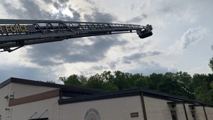 778th Civil Engineering Squadron firetruck ladder training B-Roll