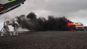 15th MEU ARFF Marines conduct a controlled burn during Northern Edge 2021