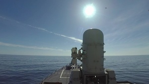USS Ross CIWS Fires at Towed Target