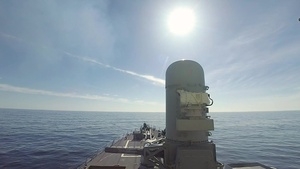 USS Ross CIWS Fires at Towed Target