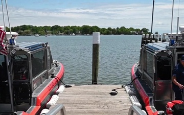 Coast Guard Station Annapolis secures boats in preparation for hurricane season