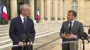 Press statements by NATO Secretary General Jens Stoltenberg and the President of the French Republic, Emmanuel Macron