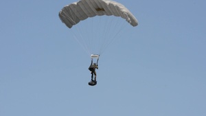 Army belgian paratroopers jumping on Chièvres Air Base