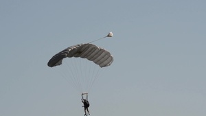Army belgian paratroopers jumping on Chièvres Air Base