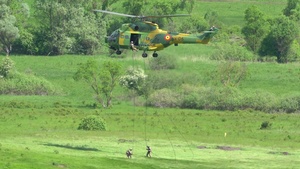 Romanian IAR 330 PUMA SOCAT helicopters and F-16 Fighting Falcon in Romania for NATO exercise Steadfast Defender 2021