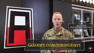 First Army Presents A Message From First Army Leaders For The U.S. Army's National Hiring Days