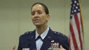 Major General Kerry Muehlenbeck addresses media after her promotion