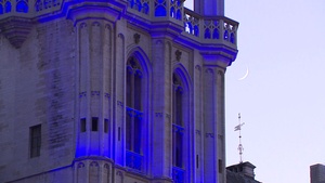 Brussels Grand Place illuminated in NATO blue for the Summit