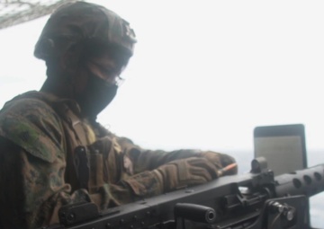 15th MEU Marines, Sailors fire M2HB machine gun aboard USS Makin Island