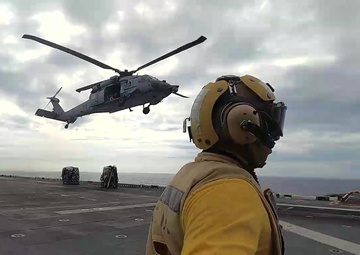 USS America Replenishment-at-Sea with USNS Rappahannock, USNS Charles Drew