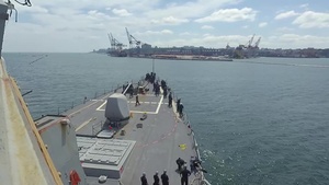 USS Ross pulls into Odessa, Ukraine for Exercise Sea Breeze 2021