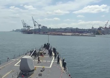 USS Ross pulls into Odessa, Ukraine for Exercise Sea Breeze 2021