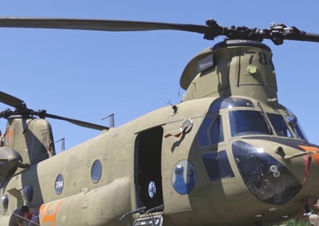 B Co., 1st Battalion, 168th General Support Aviation crew members prepare CH-47 Chinooks for wildfire missions