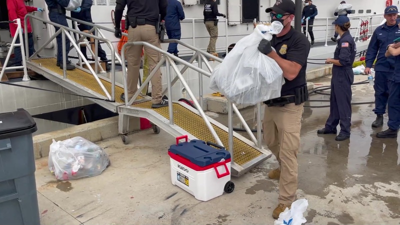 Coast Guard Cutter Joseph Tezanos offloads $15 million in seized cocaine in San Juan, Puerto Rico