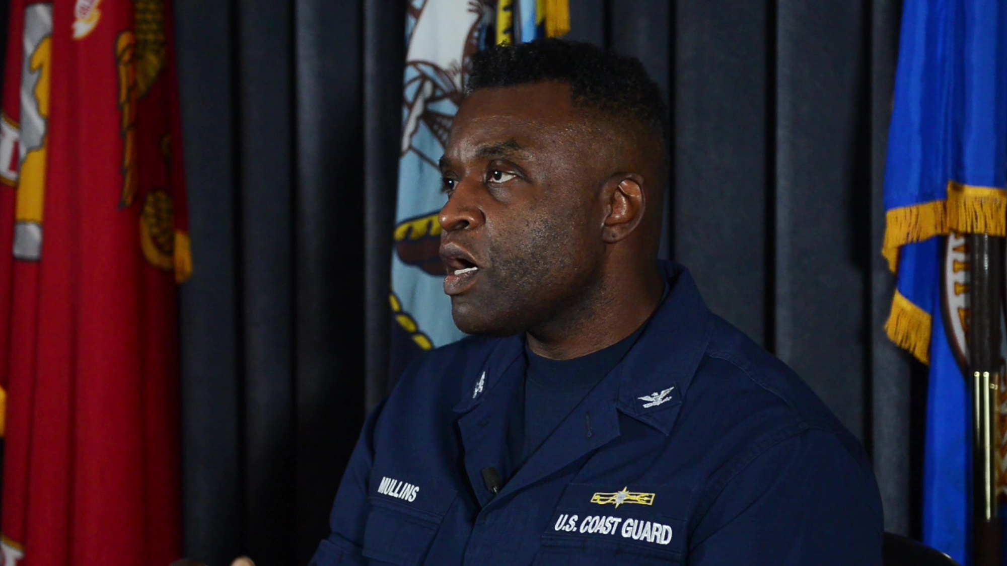 Capt. Ulysses Mullins, chief of prevention, Coast Guard 14th District, speaks about past instances regarding race within the Coast Guard and discusses the services path forward with Rear Adm. Matthew Sibley, commander, Coast Guard 14th District, and Master Chief Petty Officer Charlie Salls, the 14th District&#39;s command master chief. Rough Seas is a series created for the Coast Guard&#39;s WATCH (Welcoming Action to Create Healing). (U.S. Coast Guard Video by Petty Officer 2nd Class Matthew West/Released)