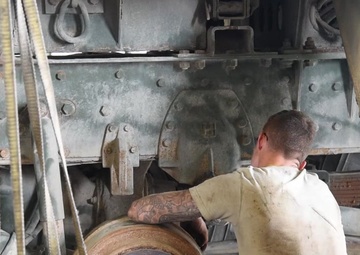 Michigan National Guard Soldiers conduct vehicle maintenance