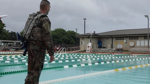 Sergeants Major Certify a Water Survival Lane Ahead of the 2021 Army Medicine Best Leader Competition