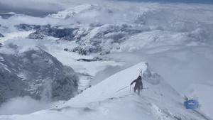 Mountaineer Scales Steep Rocks of Denali